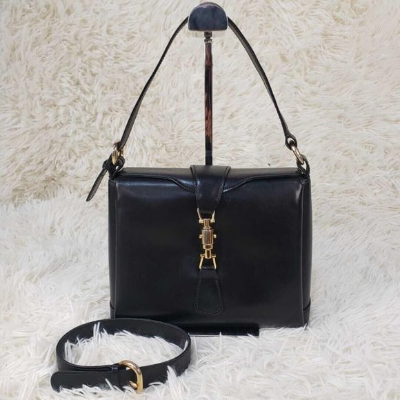 RARE, Gucci, Jackie mod, navy blue leather, boxy, cross body or shoulder bag - Picture 1 of 10